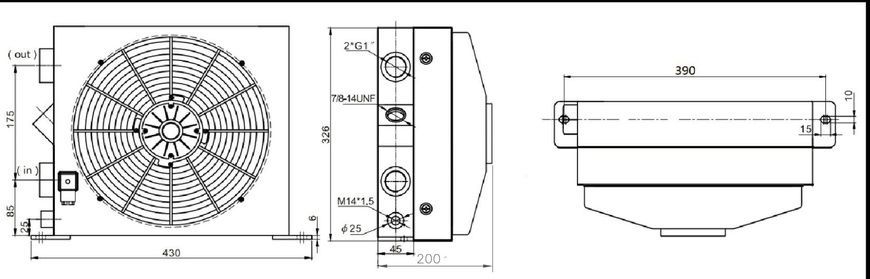 Гідравлічний масляний радіатор AH1012T-CA 100L/min DC24V Польща AH1012T-CA 100L/min DC24V фото