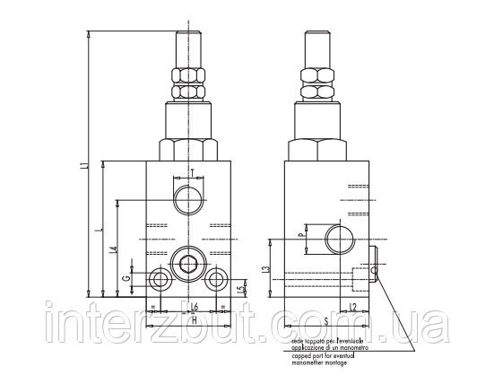 Предохранительный клапан Oleodinamica Marchesini VMP 1/4"L10-180(80-300)BAR Италия VMP 1/4"L10-180(80-300)BA фото